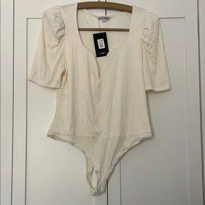 Fashion Nova Cream Puff Sleeve Bodysuit